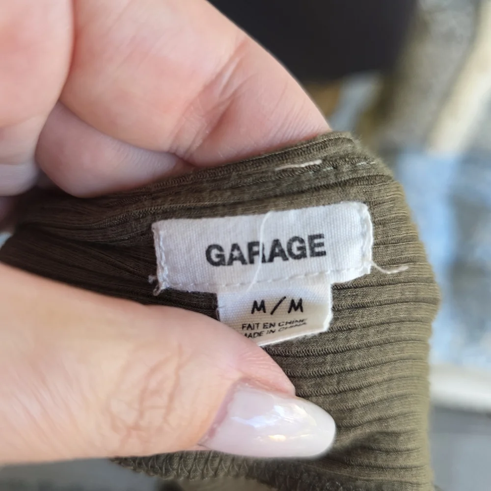 Garage Medium Balletcore Tee Olive Long Sleeve Top Lace-Up Open Back
